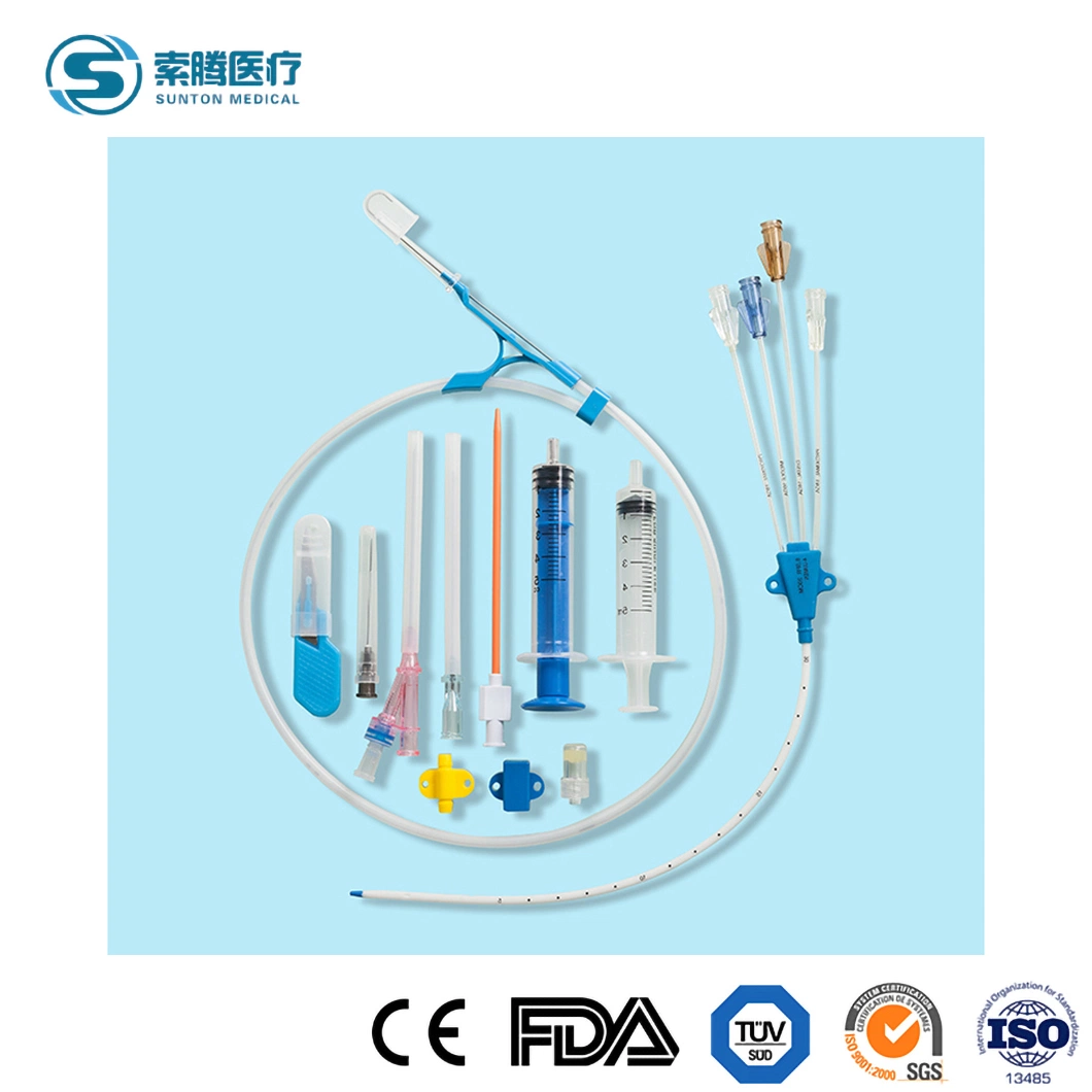 CE Sunton desechables ISO Precio barato Catéter Venoso Central establezca China doble lumen del catéter CVC Médicos Fabricante Kit listo para el envío de catéter CVC establece