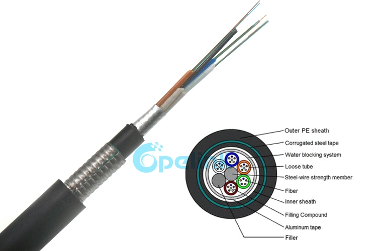 Cable de fibra para exteriores de cable redondo PE GYTA53 de comunicación de modo único con Precio barato