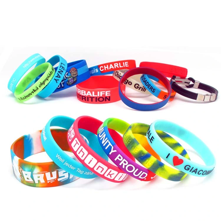 Pulsera de caucho Debossed Logotipo con Color personalizado Infilled