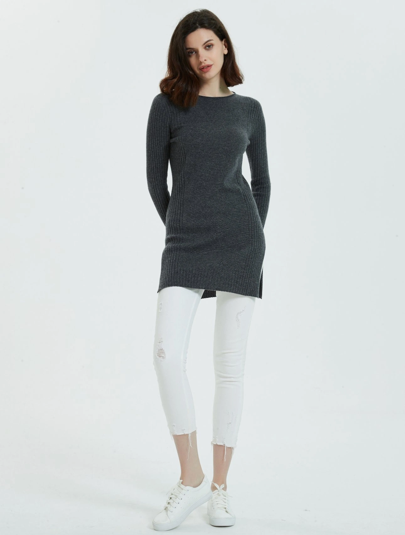 Classic Styles 100% Cashmere Ladies Fashion Seamfree Knitting Long Dress