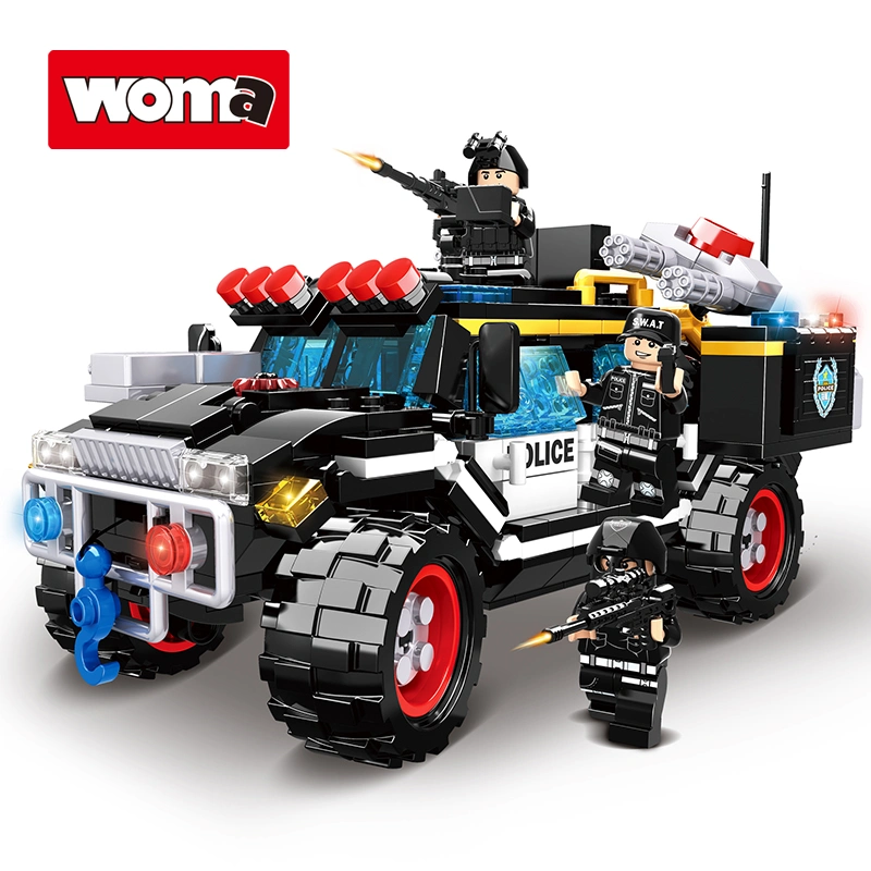 Woma Toys Wholesale Early Education Kids Building Block Plastic Swat Armored Vehicle Black Car Other Construction Toy Hobbies