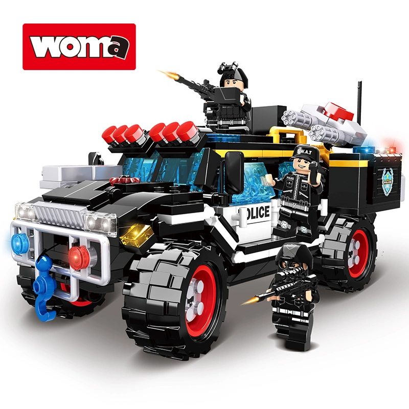 Woma Toys Wholesale/Supplier Early Education Kids Building Block Plastic Swat Armored Vehicle Black Car Other Construction Toy Hobbies