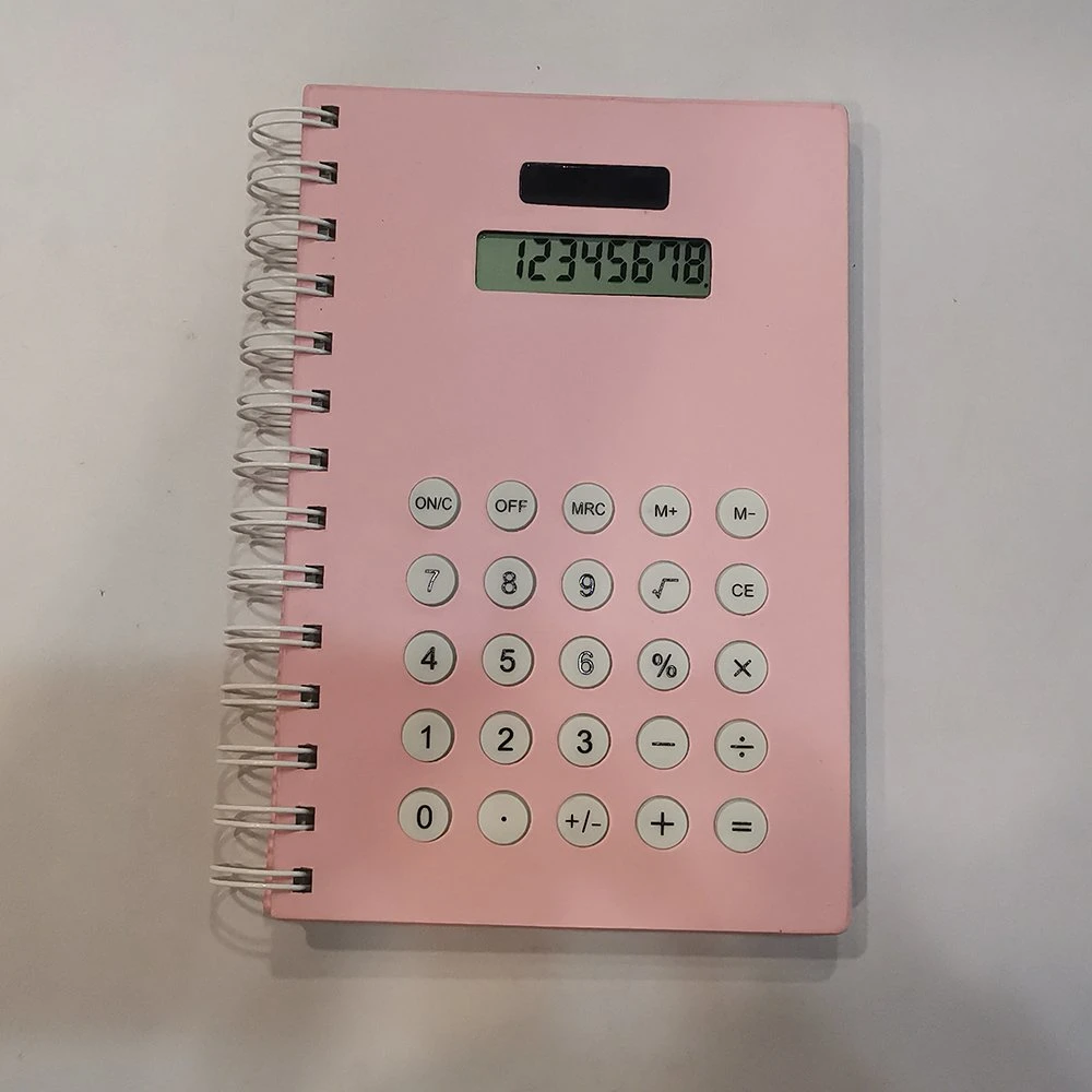 Smart Pink Eco Friendly Notebook with Solar 8 Digit Calculator