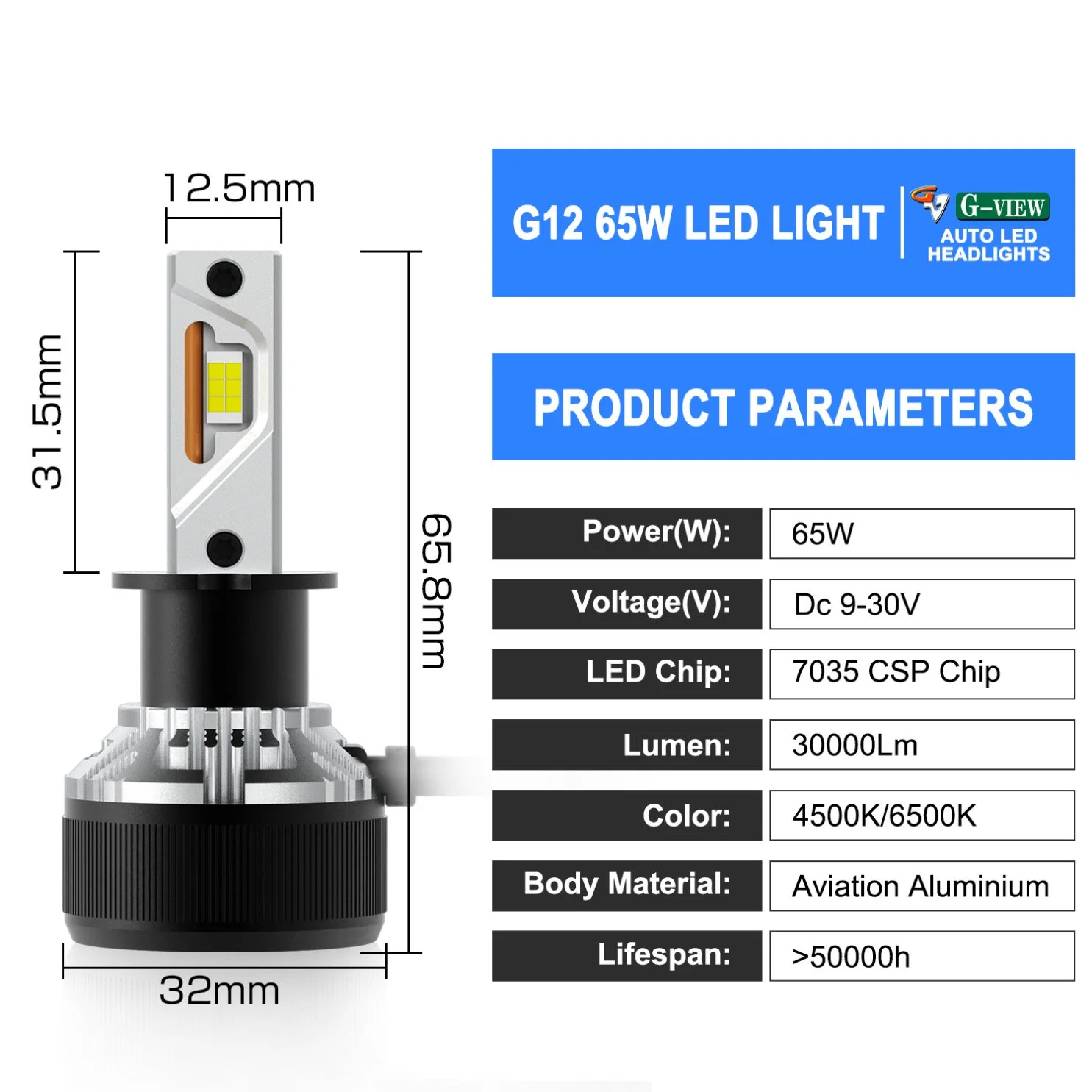 Factory OEM H3 car led headlight 30000LM  led headlight bulb