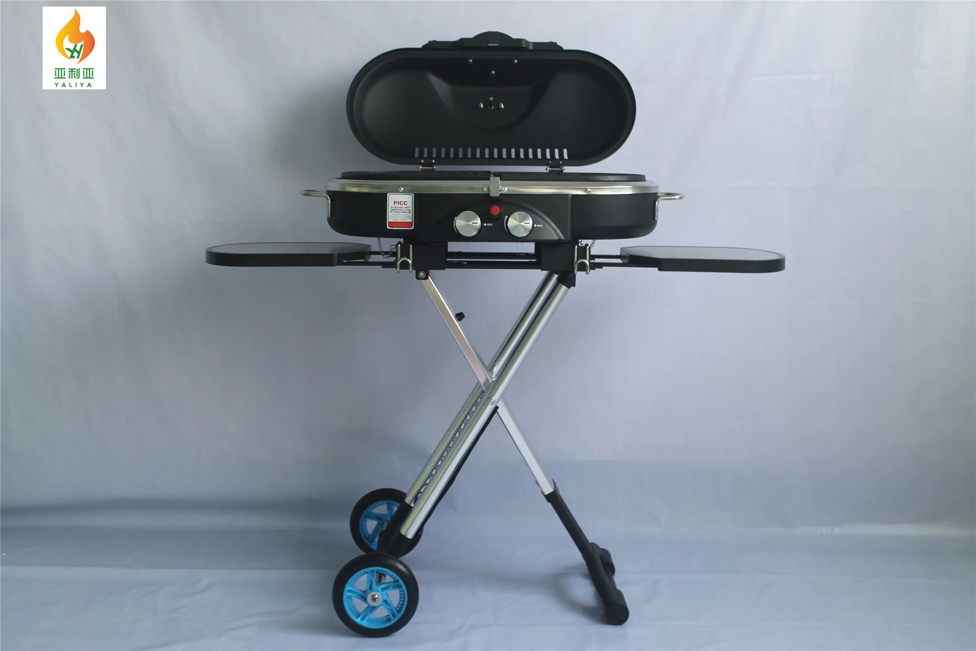 Black Suitcase Style, Folding, Portable Elegant BBQ Grill That Can Be Pulled in The Trunk of Your Car.