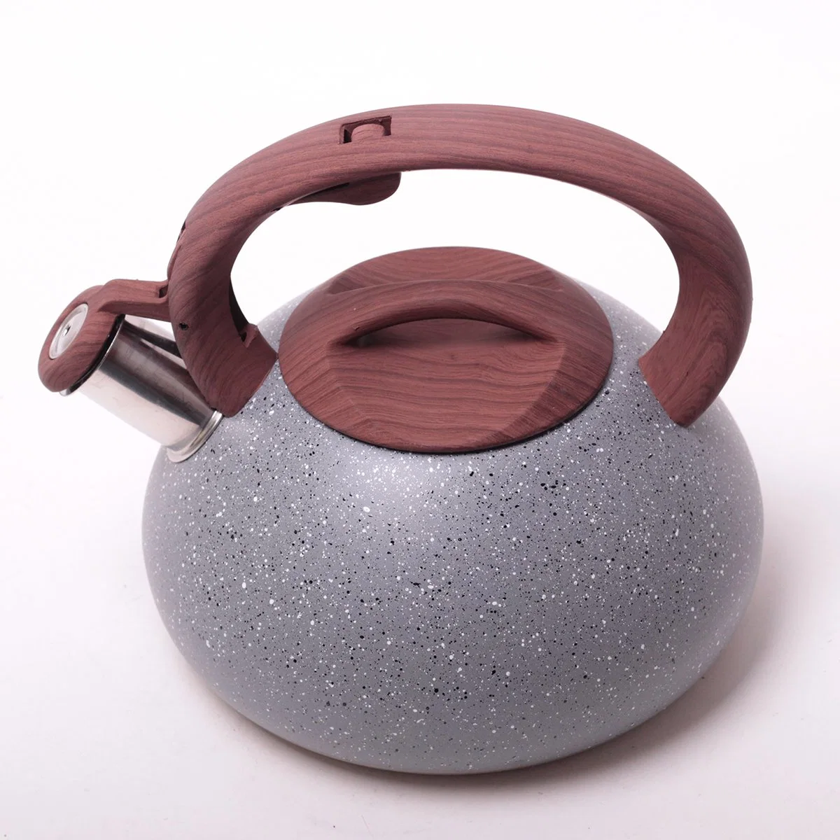 Tetera - silbido de estufa fuerte Teapot hecho de acero inoxidable de calidad alimentaria con mango de grano de madera adecuado para té, café, leche