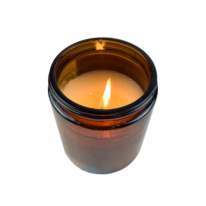 Home Decor Scented Fruit Taste Soy Wax Amber Glass Jar Candles for Christmas Gift