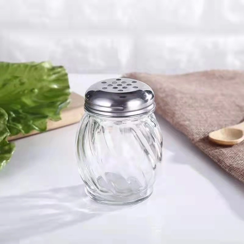 Commerce de gros 3oz100ml en verre incolore Cruet Spice Shaker Jar avec du métal couvercle de trou de bouteille