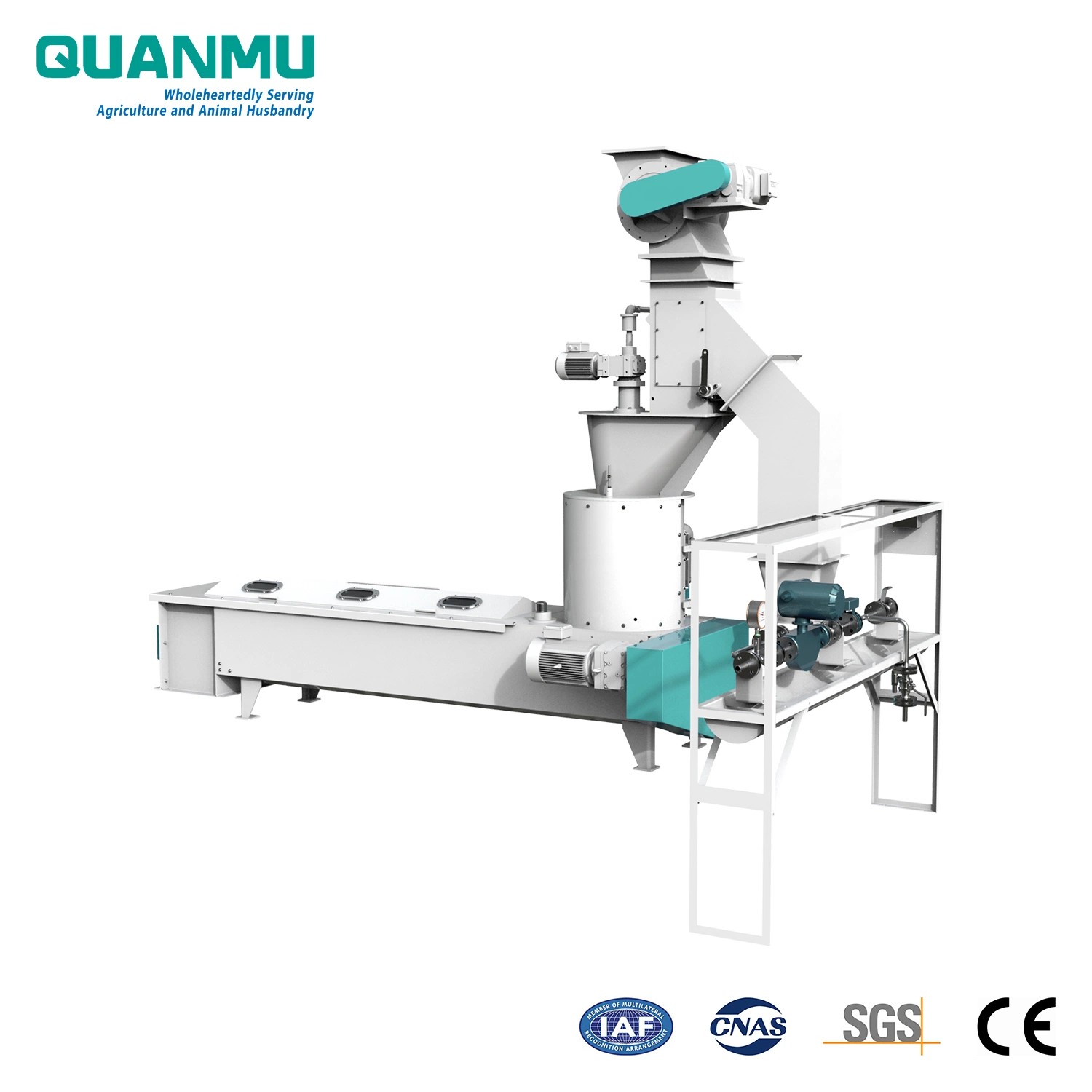 Floating, Sinking Fish and Aquatic Animal Feed Pellet Continuous Horizontal Ribbon Vitamins, Antioxidants, Amino Acids etc. Liquid Spray Machine