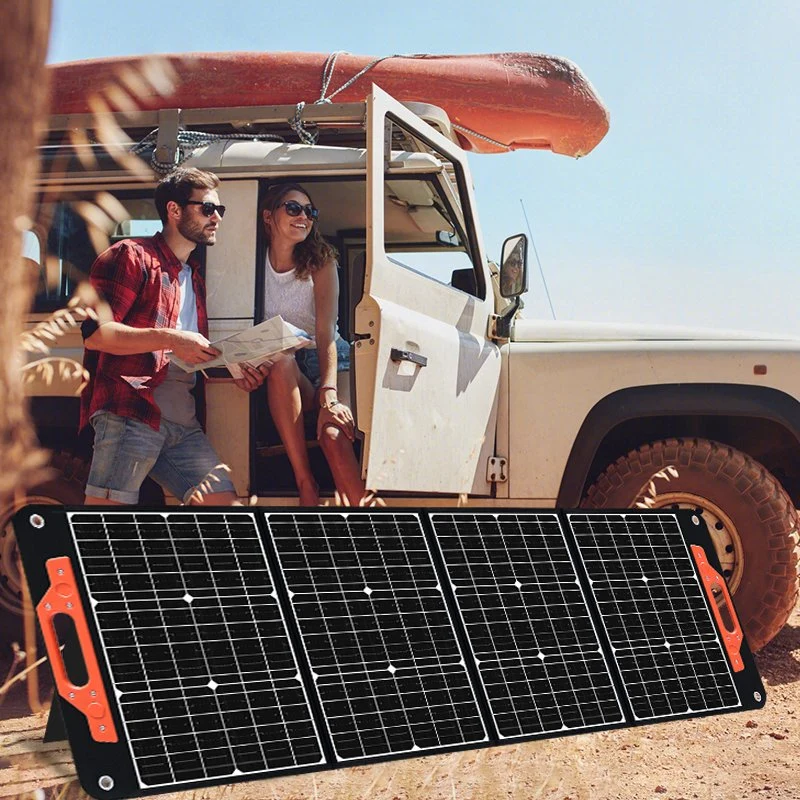 100W Panneau Solaire Portable Pliable avec Pieds de Support Flexibles pour le Camping