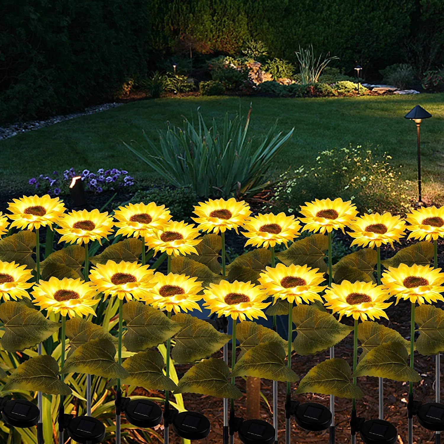 Las luces , resistente al agua jardín de césped al aire libre sendero de tierra, la decoración de patio de la luz del paisaje de la luz de la luz de césped, piscina de Girasol Solar 8 LED Wyz17907