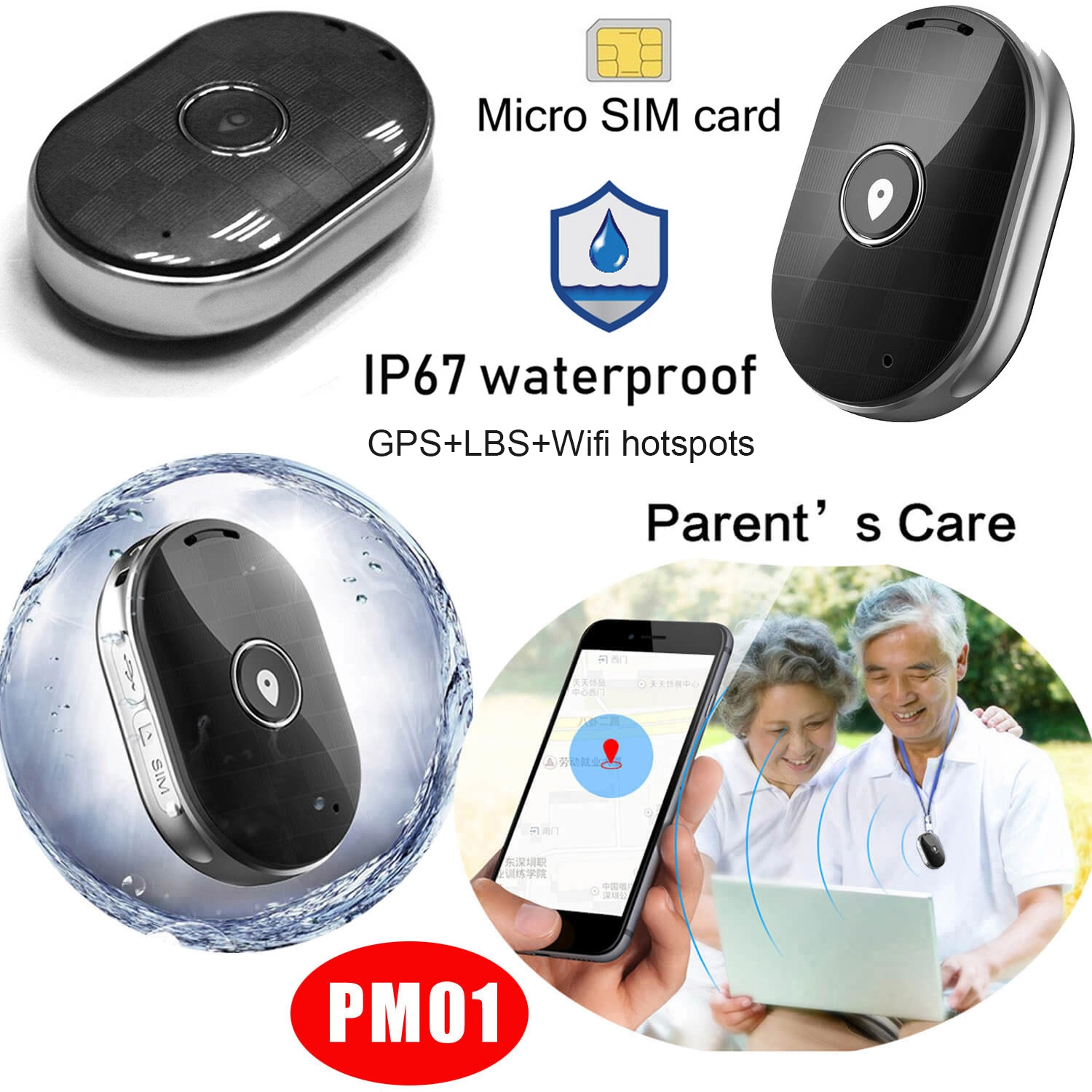 China Factory IP67 Wasserdichte GSM Mini tragbare Personal GPS-Tracking Gerät mit genauer Position PM01