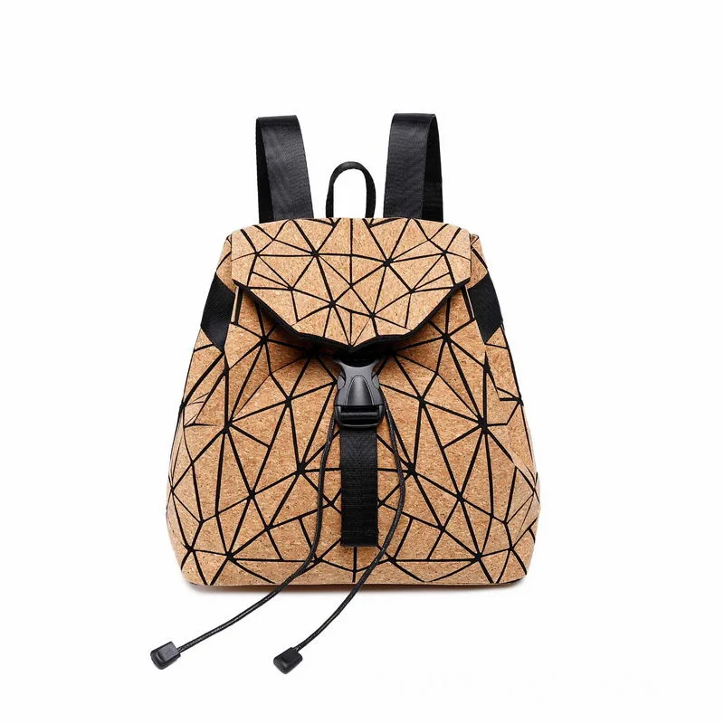 W638 Kandra Diamond Geometrische Kork Rucksack Deformation Student Schultaschen Für Teenage Mädchen Totes Reisetaschen Dropshipping