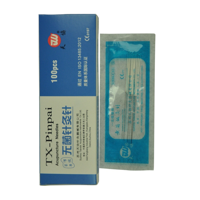 CE Certificate Disposable Sterile Silver Wire Spiral Handle Acupuncture Needles with Plastic Bag Packing