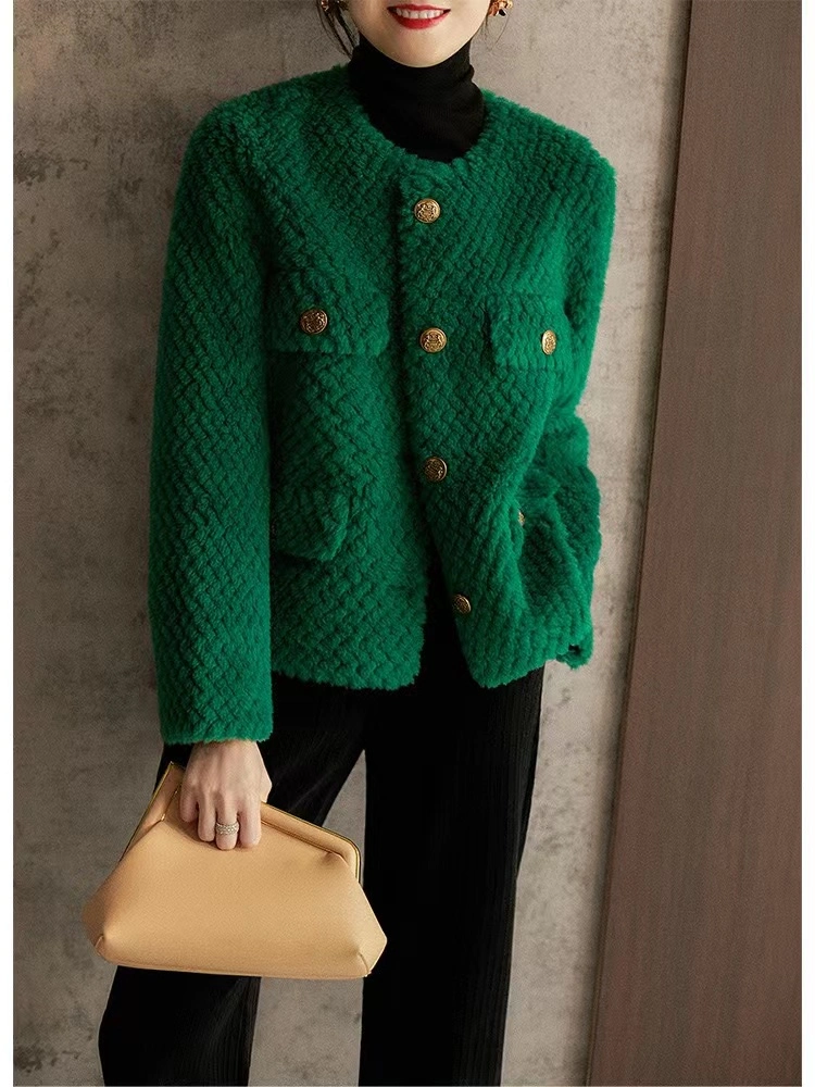 Autumn and Winter New Style Cardigan Tweed Female Coat