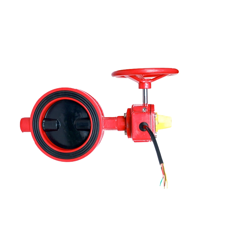 Fire Protection UL FM Approved Red Wafer Butterfly Valve with Signal Gearbox 12"