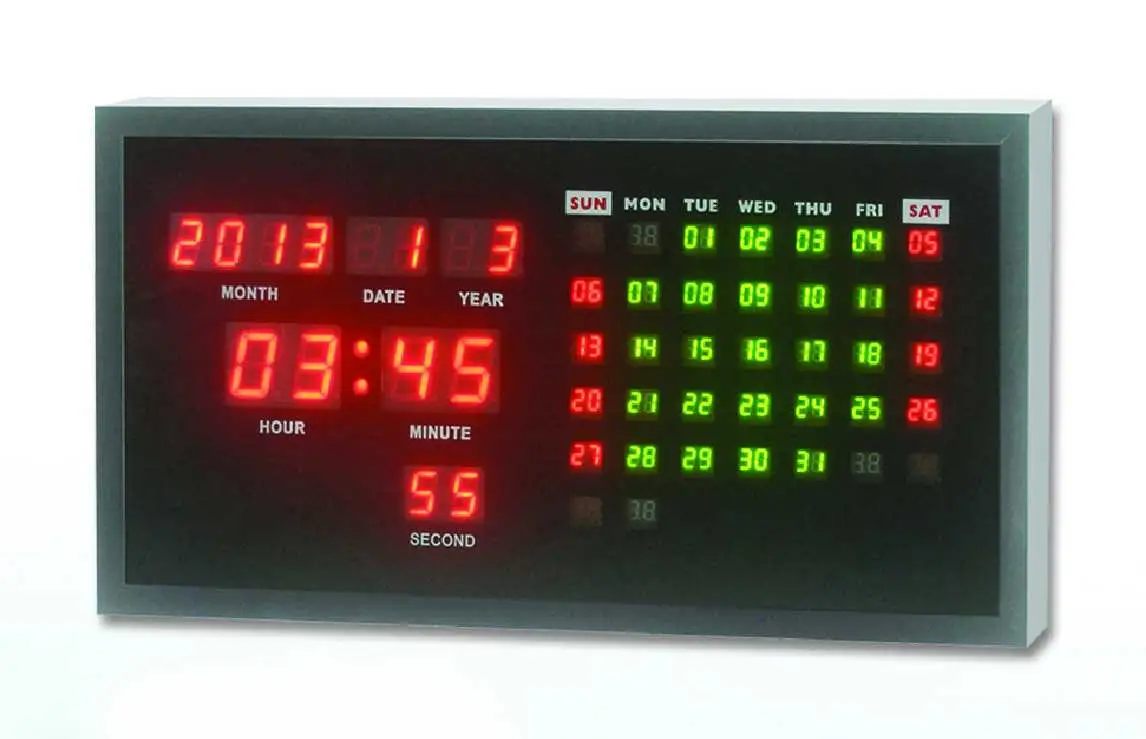 LED Digital Wall Mounted Date and Time Clock with Temperature