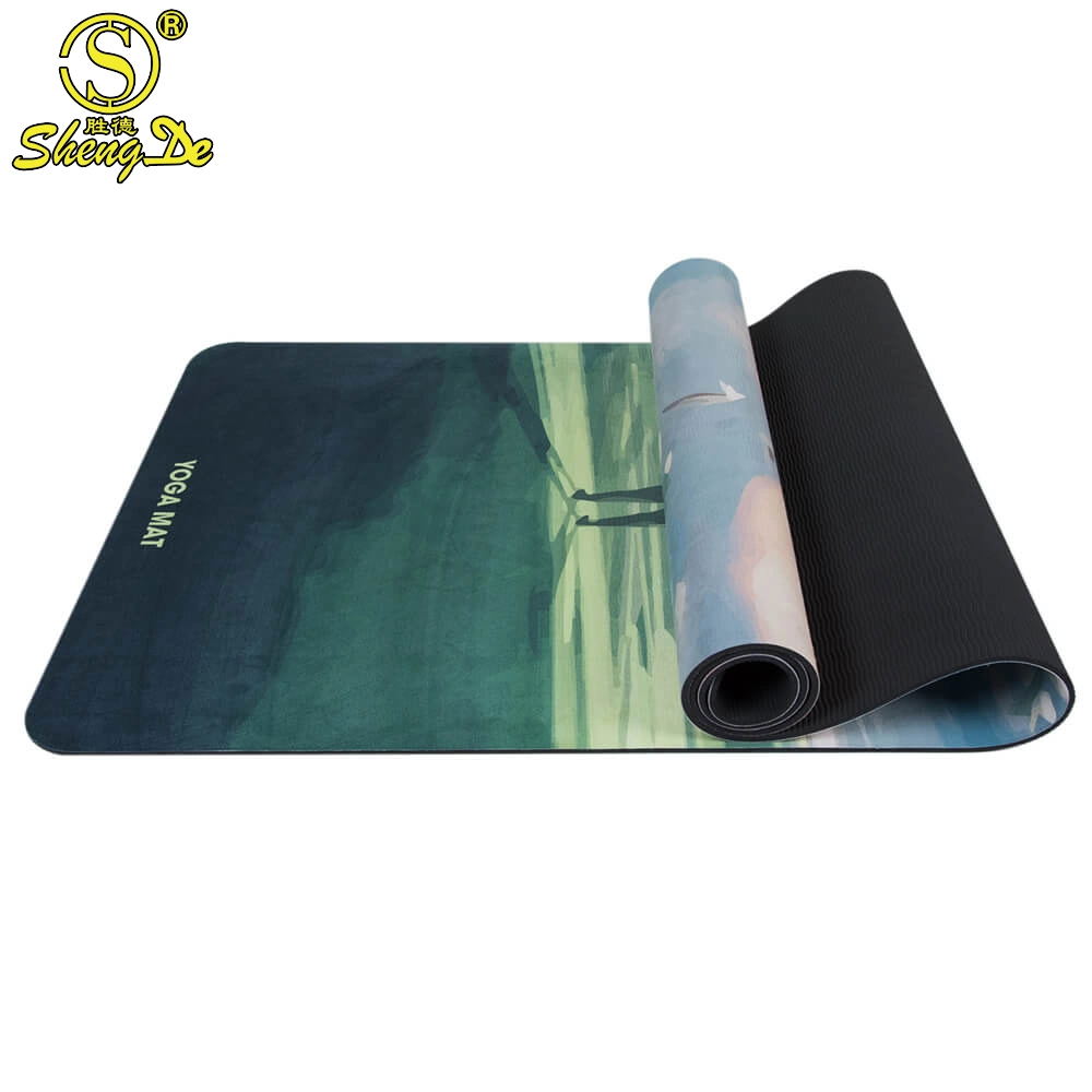 Fashion Sport High quality/High cost performance Eco-Friendly Custom Print Travel Suede TPE Yoga Mat