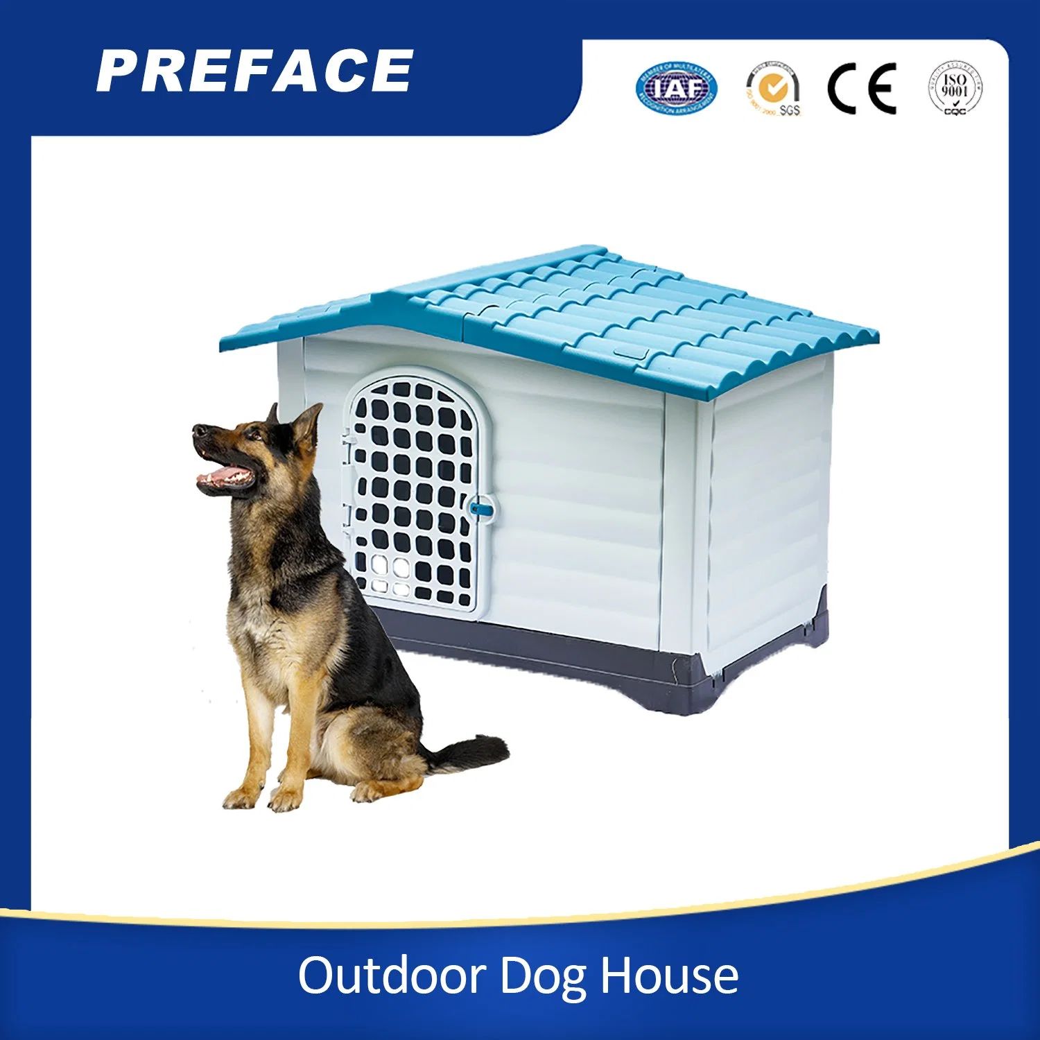 PET House Plastic Large Dog Outdoor OEM Solid Sustainable Button Flat Packing Outdoor PET House Super Markets Red, Blue