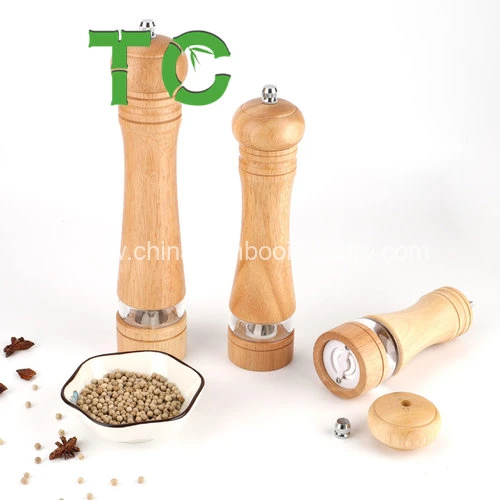 Wholesale/Supplier Pepper Grinder, Wood Salt and Pepper Grinder Mills Sets, Classic Manual Salt Grinder Refillable Pepper Mill Sets with Acrylic Visible Window