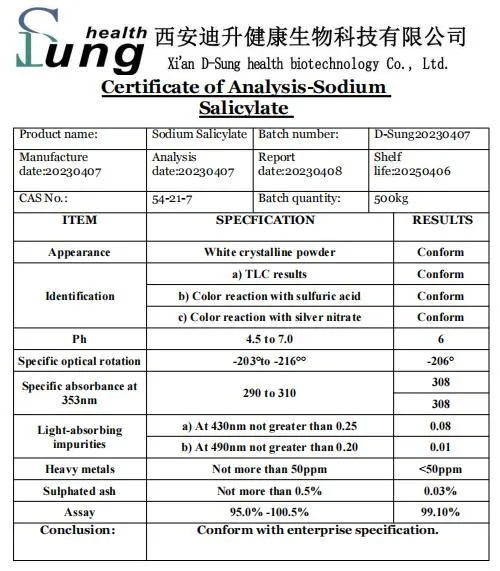 Pharmaceutical Grade Sodium Salicylate Raw Material Sodium Salicylate Antipyretic Sodium Salicylate