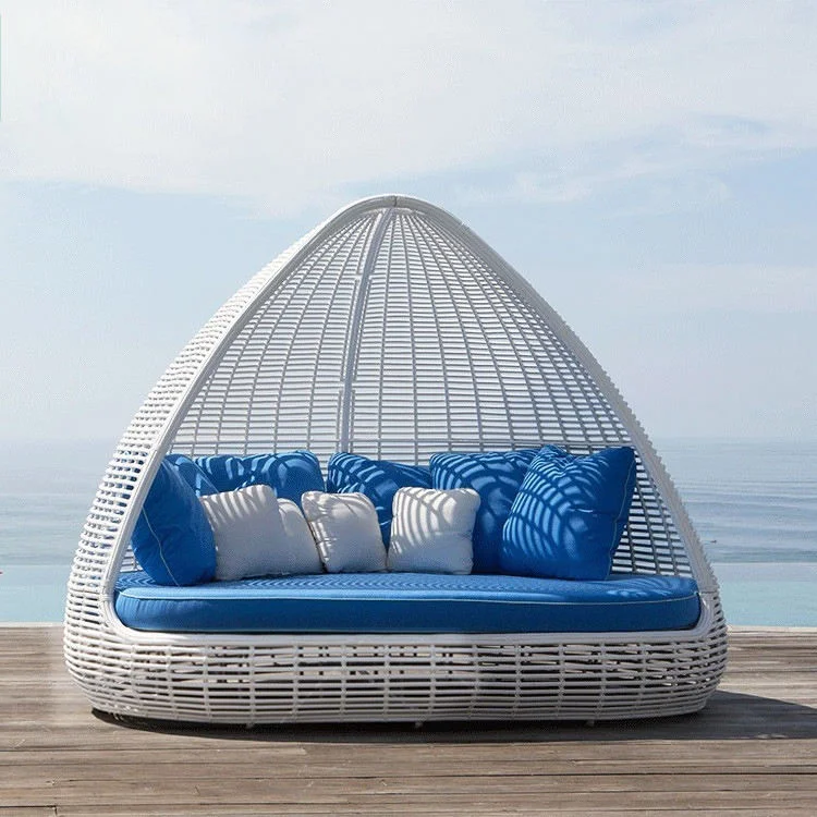 Garden Sunbeds Beach Rattan Daybed Outdoor Pool Sofa Furniture Cabana Sunbeds for Hotel