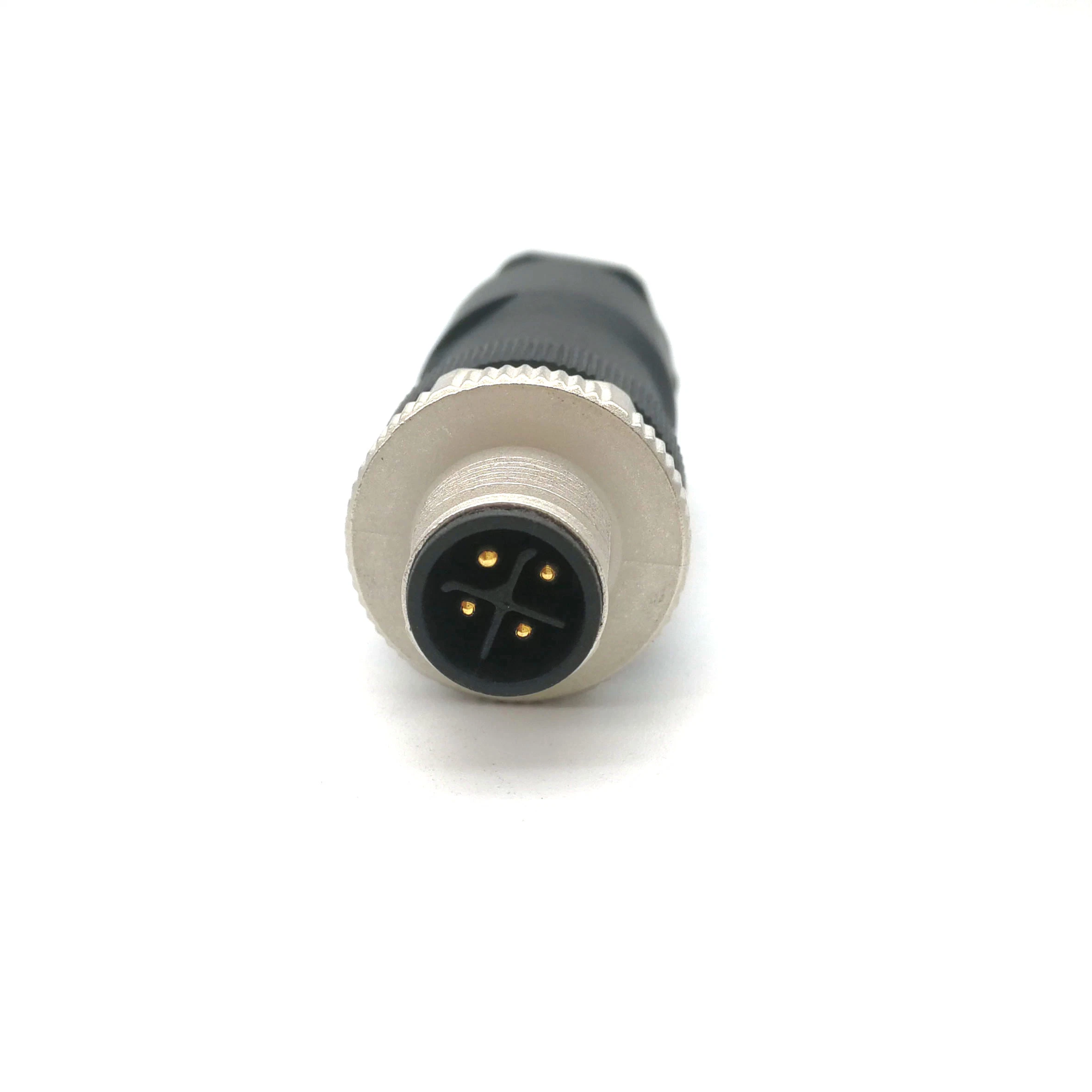 IP65 4pins M12 S Coded Connector Straight Plug Male Female for AC and DC Application