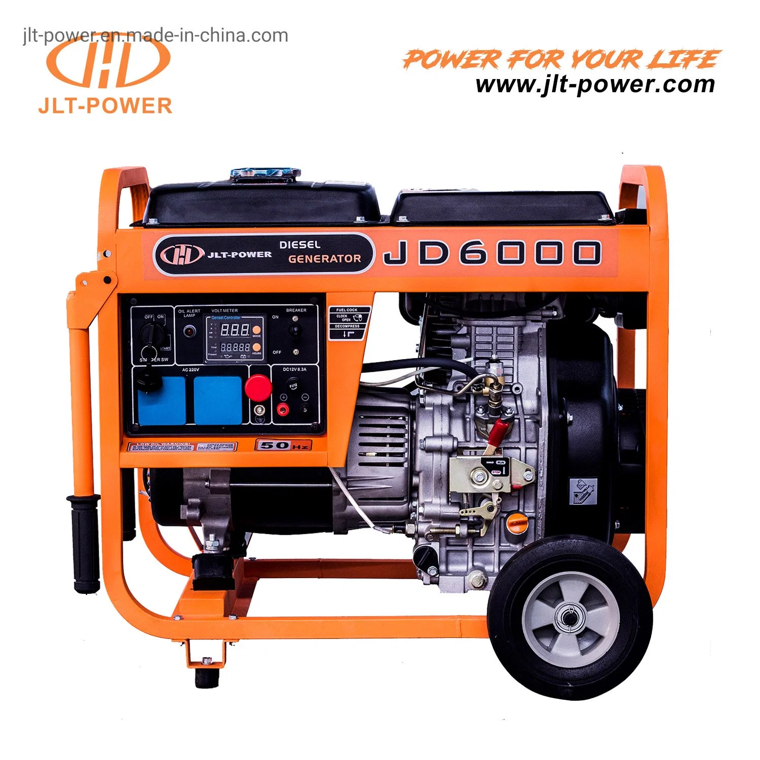 Générateur diesel portable refroidi par air de petite taille avec démarrage électrique de 5kVA 6kVA de type à cadre ouvert de Jlt Power.