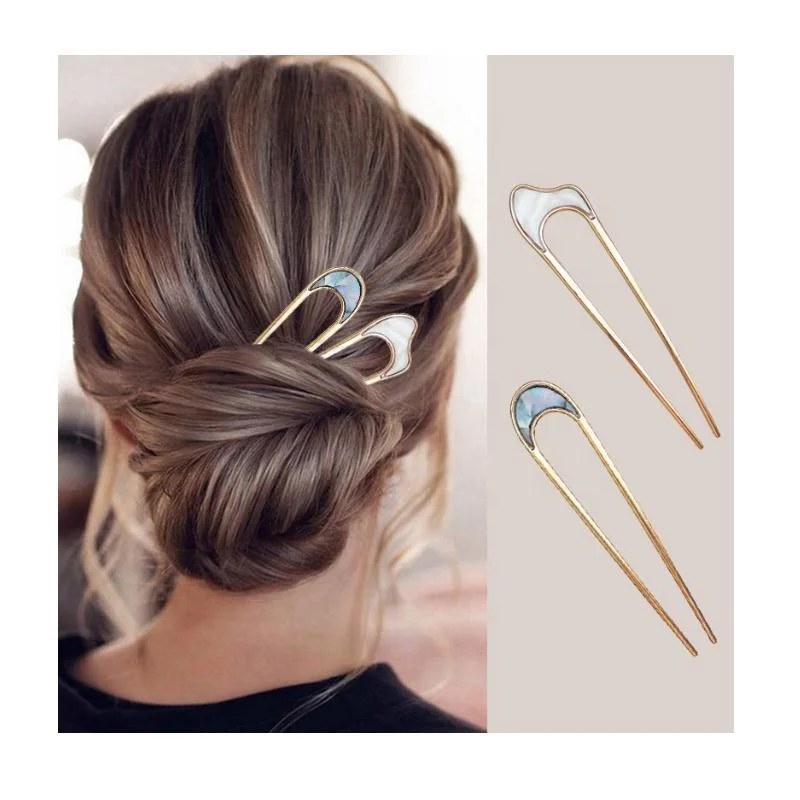 Korea Simple Alloy U-Shape Hair Pins 2021 New Fashion Decoration Portable Hair Accessories for Thin Hair