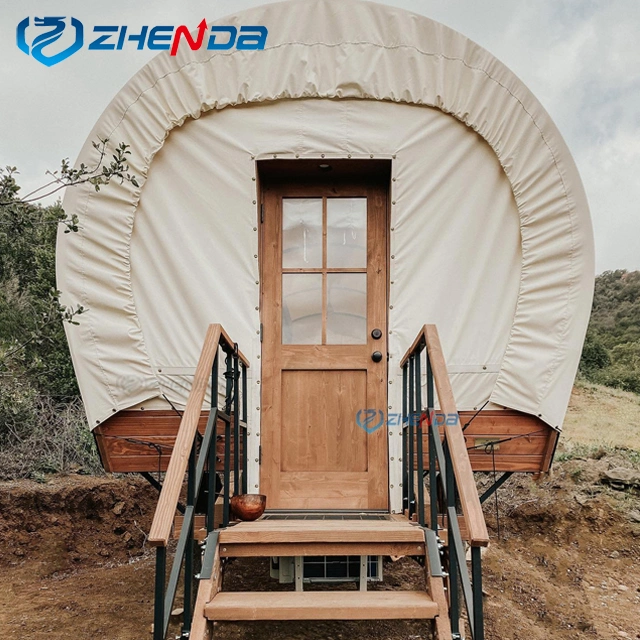 2023 New Model Outdoor Luxury Hotel Tent on Wheels Glamping Carriage Tent Horse Drawn Wagon Tent