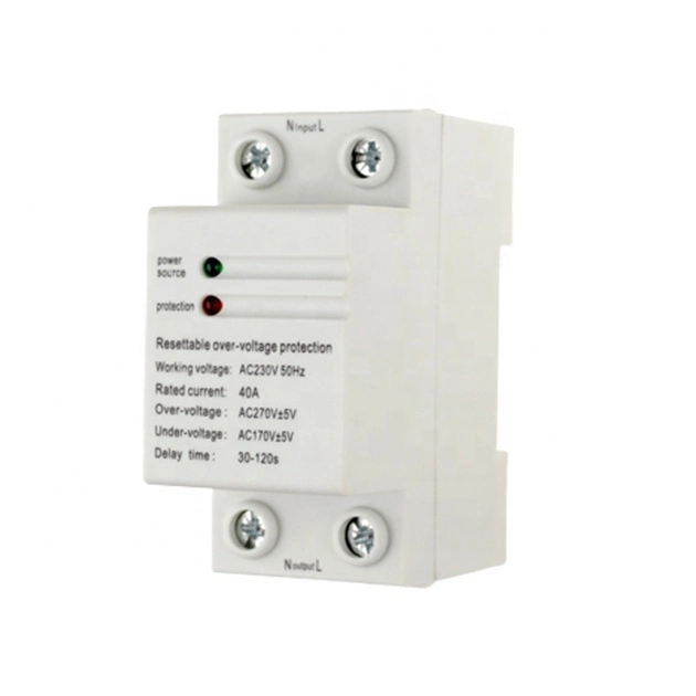 Self-Recovery 220V 40A 63A Automatic Voltage Protector Adjustable Over&Under Voltage Protector DIN Rail Installation Zyb1 2p 40A 63A 80A 100A with LED Indicator