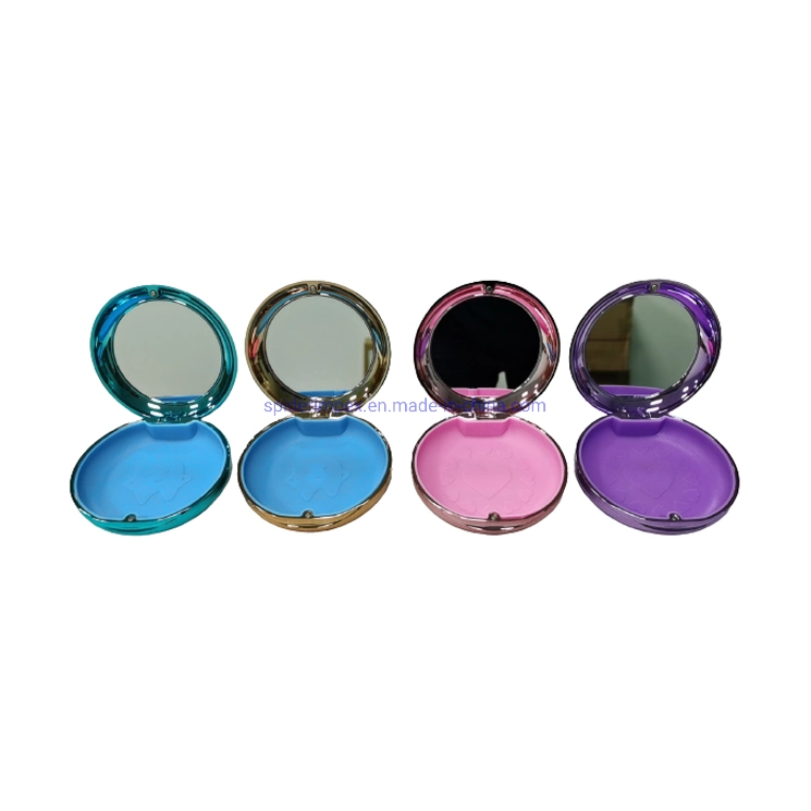 Round Magnetic Closure Dental Retainer Orthodontic Invisible Braces Storage Case with Mirror