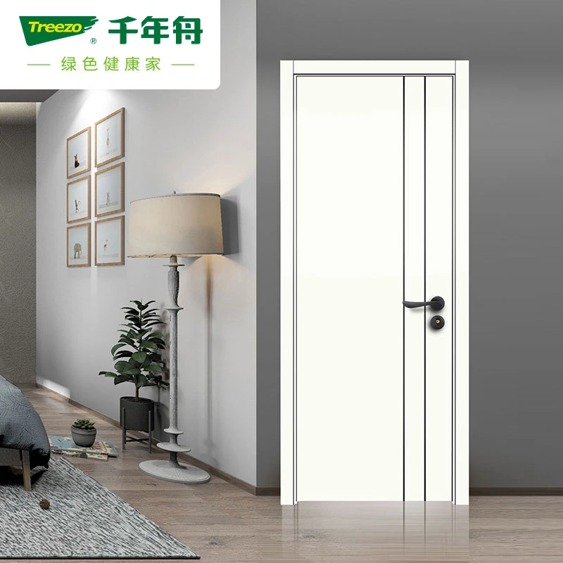 Modern Design Wood Grain Plywood Single Swing Flat Door PVC Painting Door