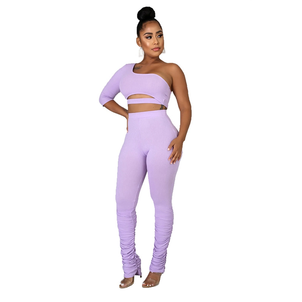 Customized Polyester Jogging Suit Yoga Wear Sexy Women 2 PC Set Sports Pants Tracksuit