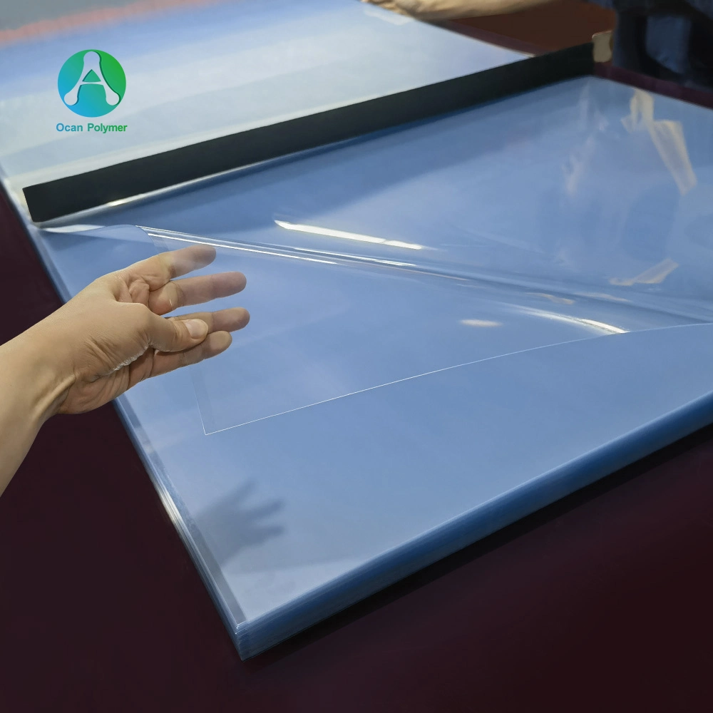 Lámina de plástico transparente con tinte azul Hoja de PVC rígido para Impresión/envase y embalaje