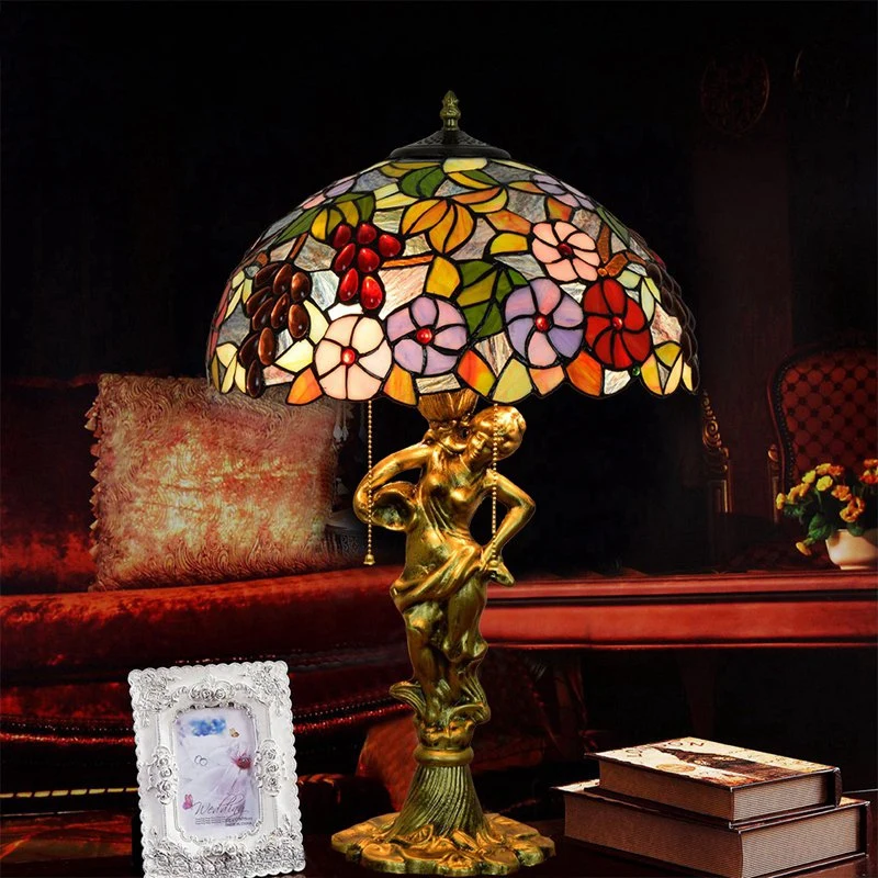 Jlt1119 Tiffany Style Table Lamp Beauty of Grapes Glass Handcrafted Shade Desk Light