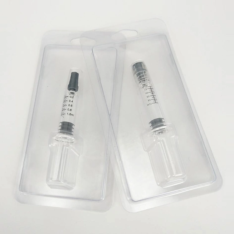 Filling Oil 1ml 2.25ml 3ml 5ml Luer Lock Empty High Borosilicate Glass Syringe Packaging with Custom Logo