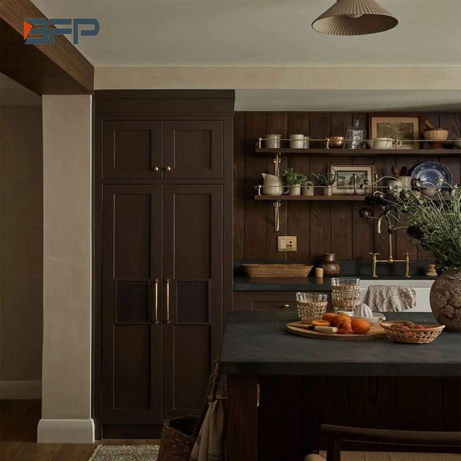 Dark Wood Kitchen Cabinet with Excellent Design