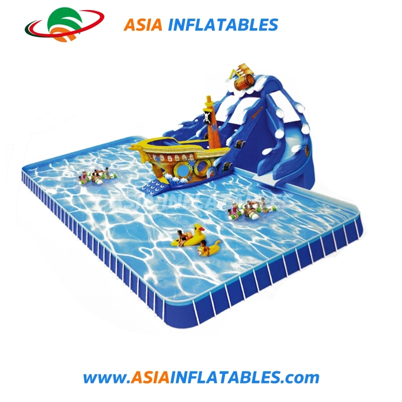 Pirate Ship Inflatable Pool Slide Amusement Water Park for Land