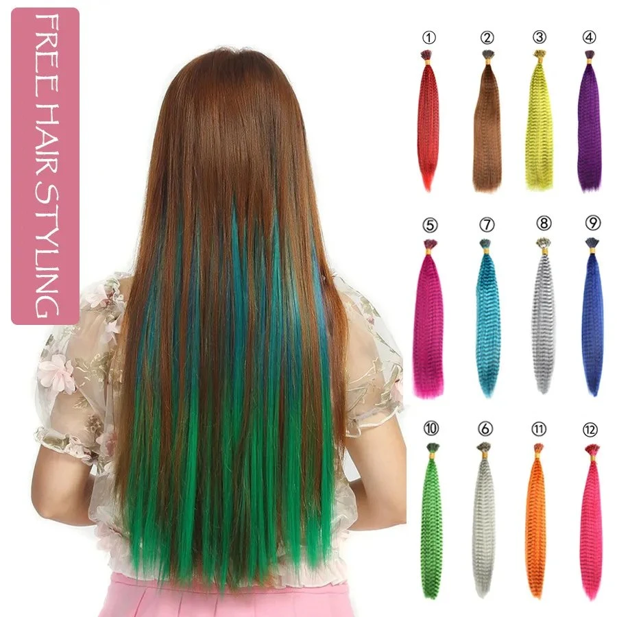 35pcs colorido mujeres anhelan fibra artificial sintético pelo mujer peluca