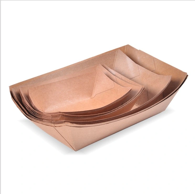 Hiro Disposable Kraft Paper French Fry Boat Serving Hot Dog/ French Fries/ Fast Food Tray