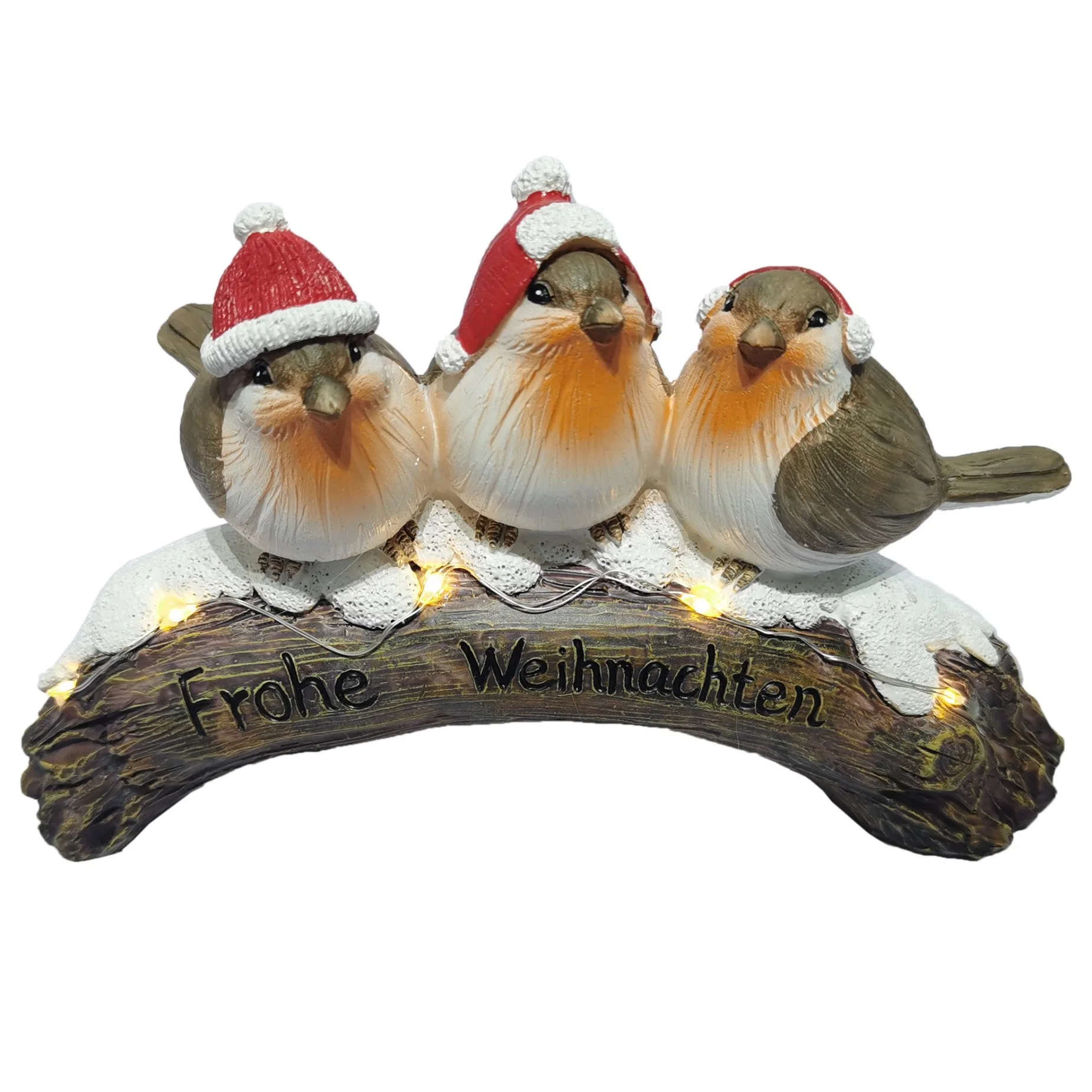 Resin Home Decorations Ocean Resin Figurines Bird with Christmas Hat