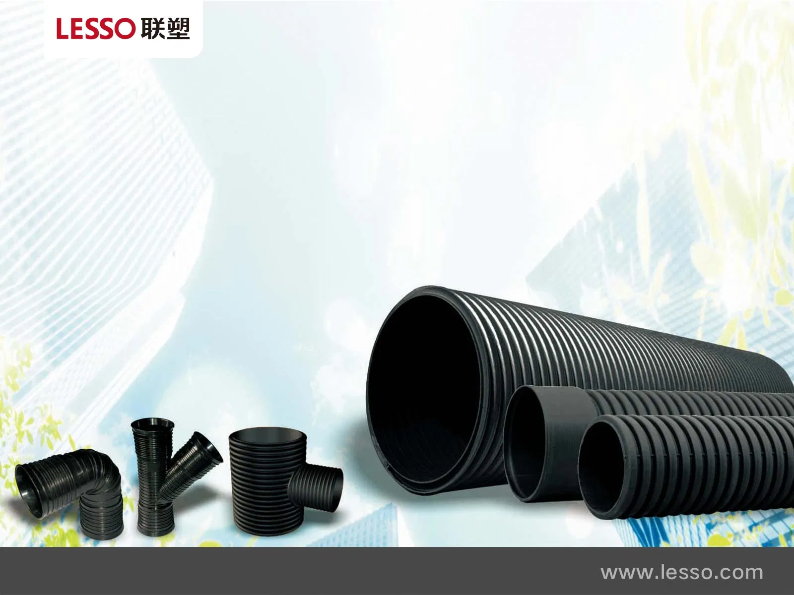 Tubo corrugado de doble pared Lesso HDPE con extremo liso.