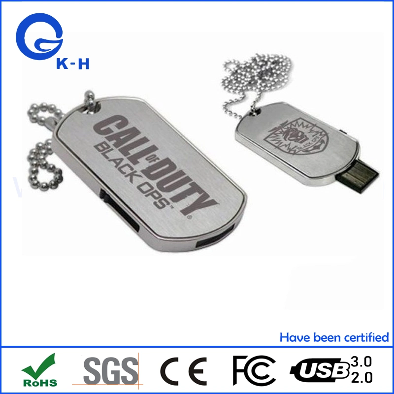 Custom Logo Design Metal Dog Tag 4GB Pendrive Memory