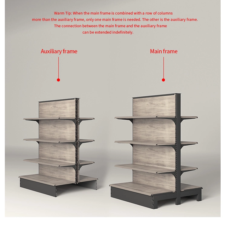 Hot Selling Double Sided Wood Grain Shelf Shop Fitting and Store Display