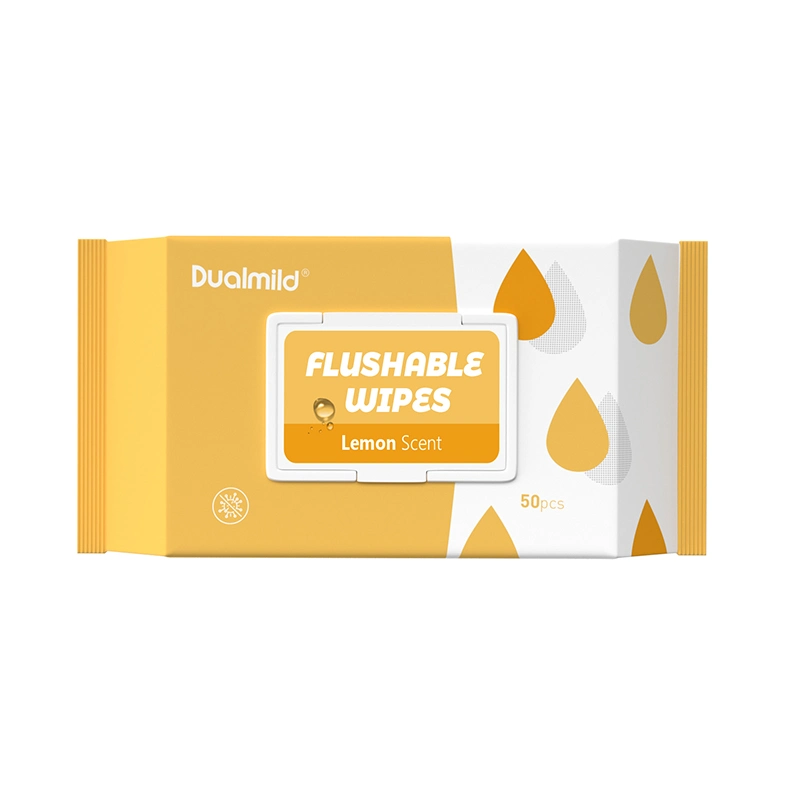 Venda por grosso de umidade natural do bebé Flushable biodegradável Facial Wc toalhetes de limpeza