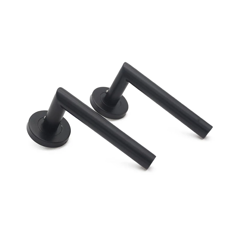 Door Handle Adjustable Simple Black Lock Cylinder Handle Set