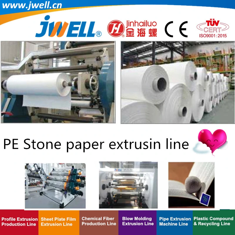 Jwell-PE Plastic Stone Paper Sheet Recycling Agricultural Making Extrusion Machine Adopt Casting Calendaring Process Technology for Printing Packaging