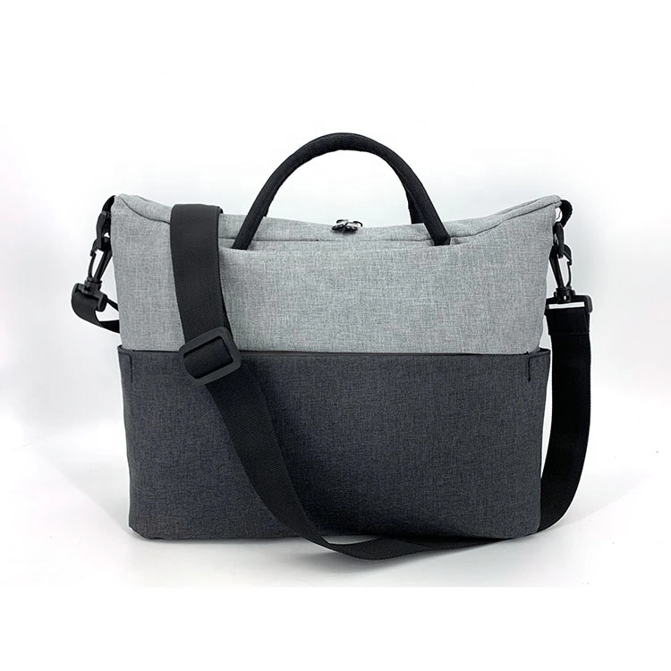 Custom Mens Women Grey 300d Melange PU RPET Sport Messenger Carry Bag with Drawstring Opening RPET Shoulder Bag