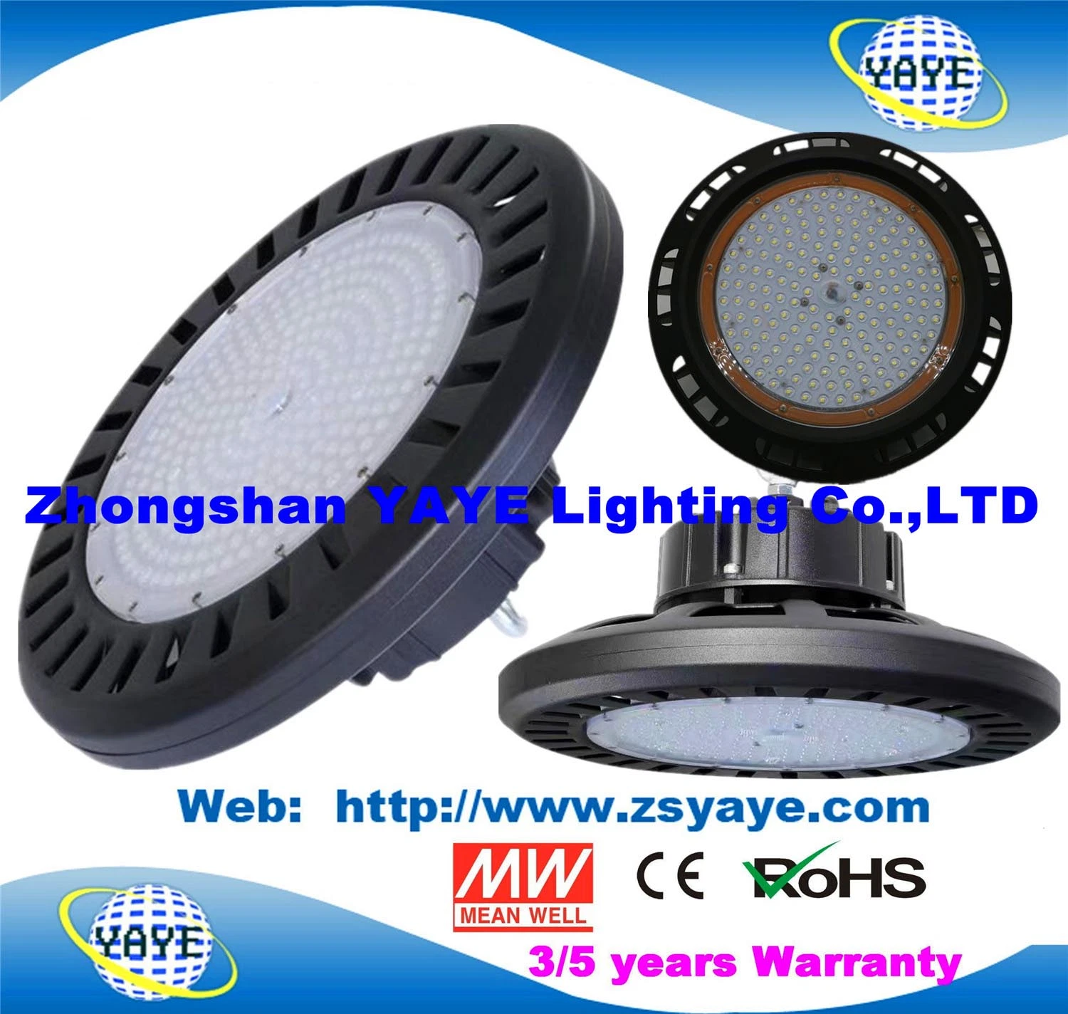 Yaye CE/RoHS 50/80/100W/120/150/200/300W/400/500/600W/1000/1500W UFO LED High Bay Industrial Factory Supplier Manufacturer Flood Light with 2/3/5 Years Warranty